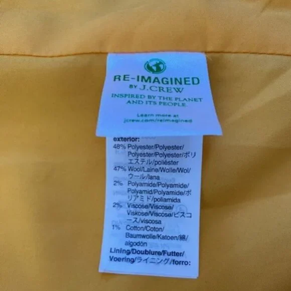 J.CREW Ochre Mustard Yellow Wool Blend City Coat Jacket Sz 4 - Picture 14 of 15